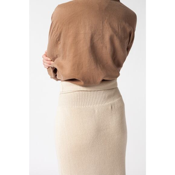 Lauren Manoogian Rib Skirt Crudo Natural Cotton Wool Designer Size 0 XS thru M - Picture 5 of 16